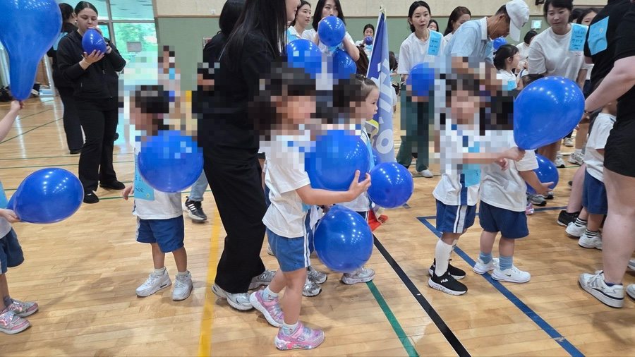 풍선 종목 — 청팀 출발 준비
